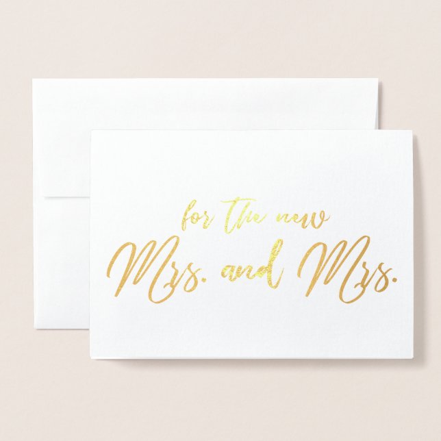 Beautiful Lesbian Wedding Congrats Calligraphy Foil Card (Front With Envelope)
