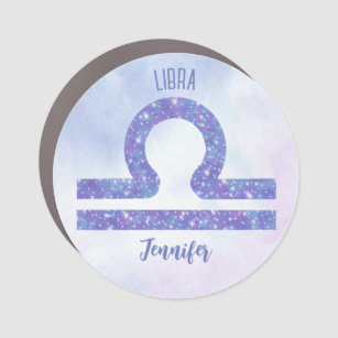 Beautiful Libra Astrology Personalized Purple Car Magnet