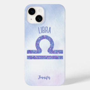 Beautiful Libra Astrology Sign Personalized Purple Case-Mate iPhone 14 Case