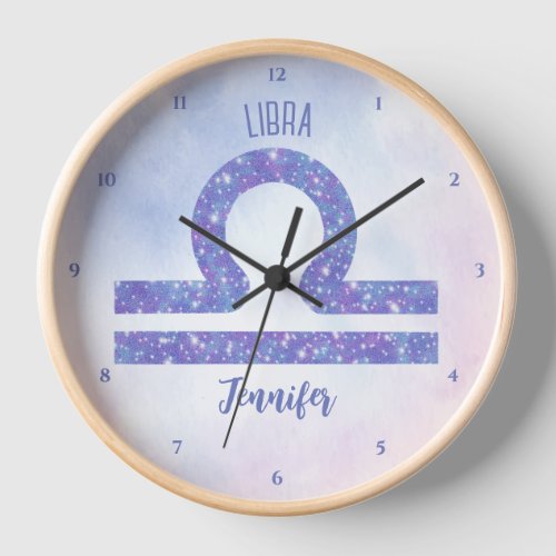 Beautiful Libra Astrology Sign Personalized Purple Clock