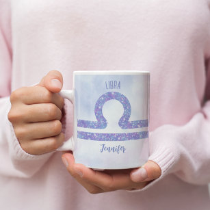 Beautiful Libra Astrology Sign Personalized Purple Coffee Mug