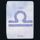 Beautiful Libra Astrology Sign Personalized Purple iPad Air Cover<br><div class="desc">This pretty purple and lavender Libra iPad case features your astrological sign from the Zodiac in a beautiful sparkle like the constellations. Customize this cute astrology gift with your name in cursive script for someone with a late September or early October birthday.</div>