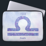 Beautiful Libra Astrology Sign Personalized Purple Laptop Sleeve<br><div class="desc">This pretty purple and lavender Libra laptop sleeve features your astrological sign from the Zodiac in a beautiful sparkle like the constellations. Customize this cute astrology gift with your name in cursive script for someone with a late September or early October birthday.</div>