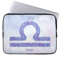Beautiful Libra Astrology Sign Personalized Purple Laptop Sleeve