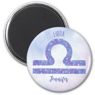 Beautiful Libra Astrology Sign Personalized Purple Magnet