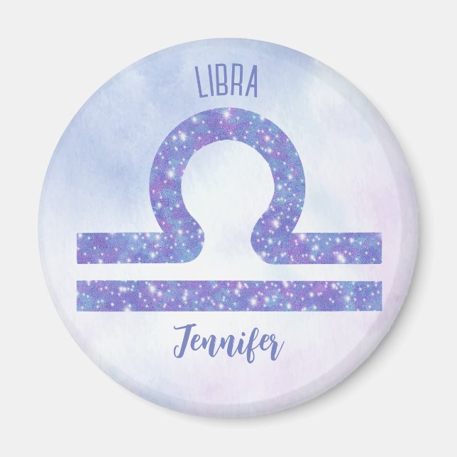 Beautiful Libra Astrology Sign Personalized Purple Magnet (Front)
