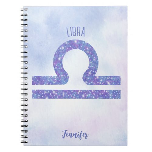Beautiful Libra Astrology Sign Personalized Purple Notebook