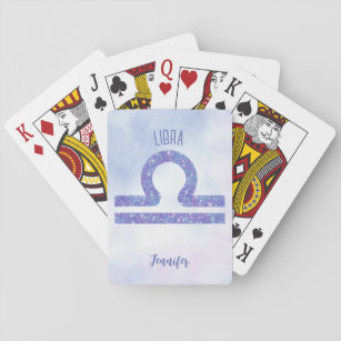 Beautiful Libra Astrology Sign Personalized Purple Playing Cards