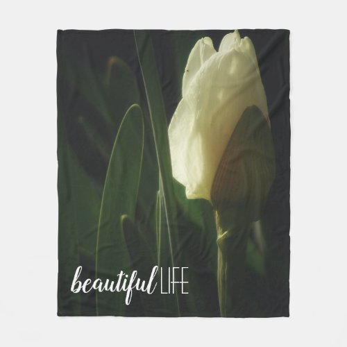 Beautiful Life Quote Daffodil Photo Fleece Blanket