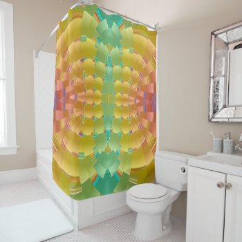 Beautiful Light Aqua And Yellow Fractal Shower Curtain by Gingezel at Zazzle