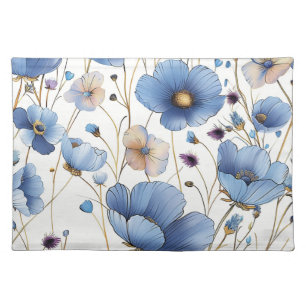 Beautiful light blue floral cloth placemat
