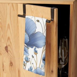 Beautiful light blue floral kitchen towel