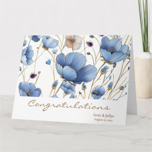 Beautiful light blue floral  wedding greeting card