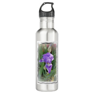 Beautiful Light Blue Iris Stainless Steel Water Bottle