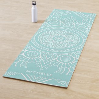 Beautiful Light Blue Mandala Yoga Mat