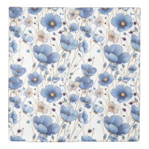 Beautiful light blue wildflower duvet cover