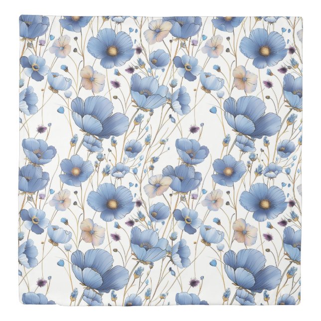 Beautiful light blue wildflower duvet cover (Front)