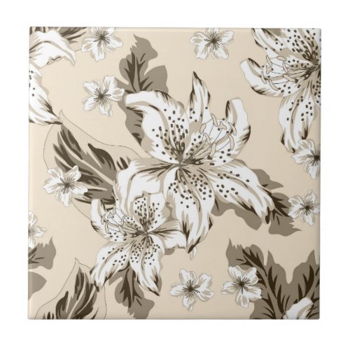 Beautiful light brown flower pattern ceramic tile