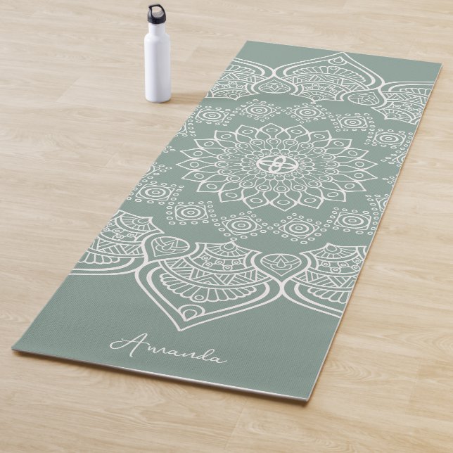 Beautiful Light Green Mandala Custom Yoga Mat (In Situ)