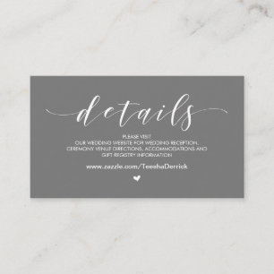 Beautiful Light Grey, Wedding Website Details Enclosure Card