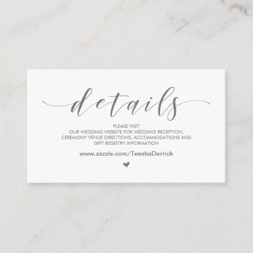 Beautiful Light Grey Wedding Website Details Enclosure Card