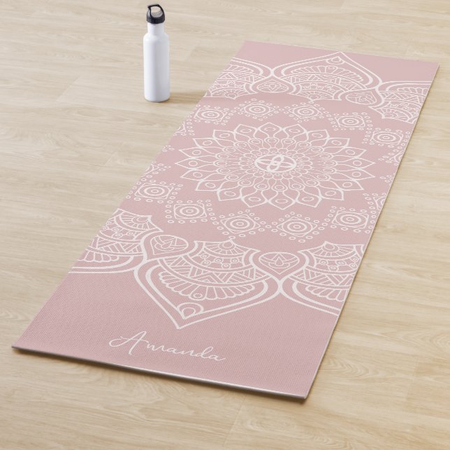 Beautiful Light Lotus Rose Mandala Custom Yoga Mat (In Situ)