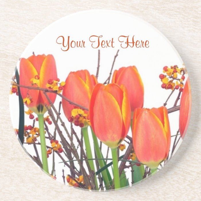 Beautiful Light Orange Tulip Arrangement Design Beverage Coasters