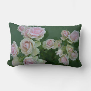 Beautiful light pink garden roses lumbar pillow