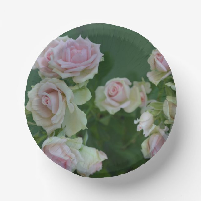 Beautiful light pink garden roses    paper bowls (Front)