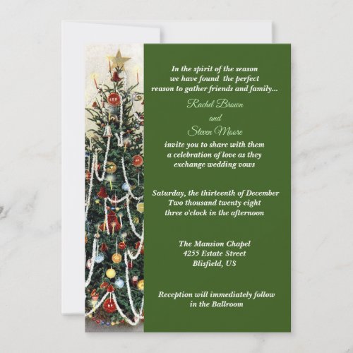 Beautiful Lighted Tree Christmas Wedding RSVP Invitation