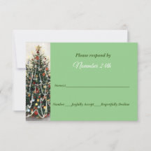 Beautiful Lighted Tree Christmas Wedding RSVP
