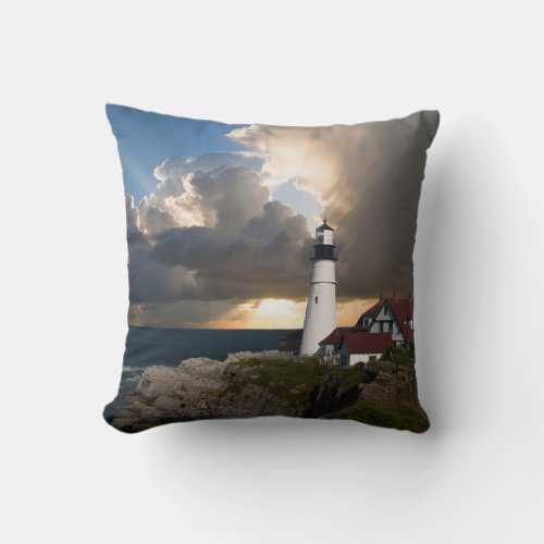 Beautiful Lighthouse and Sunset Pillow