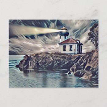 Beautiful Lighthouse Digital Art Painting  Postcard by TheBeachBum at Zazzle