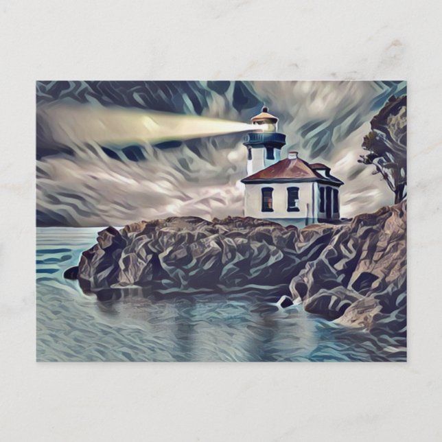 Beautiful Lighthouse Digital Art Painting  Postcard (Front)