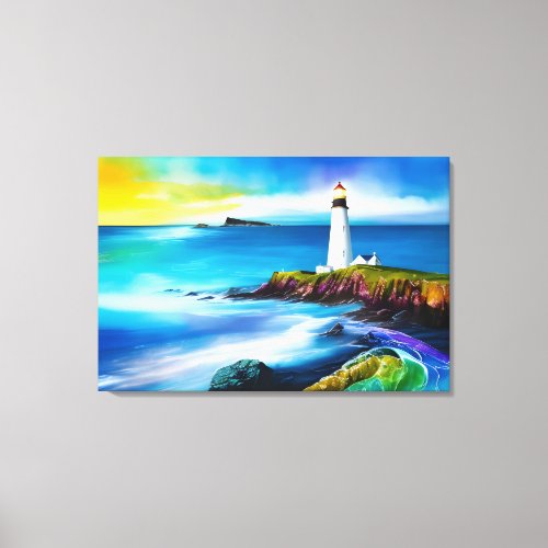 Beautiful Lighthouse Landscape Christian Art  Canvas Print