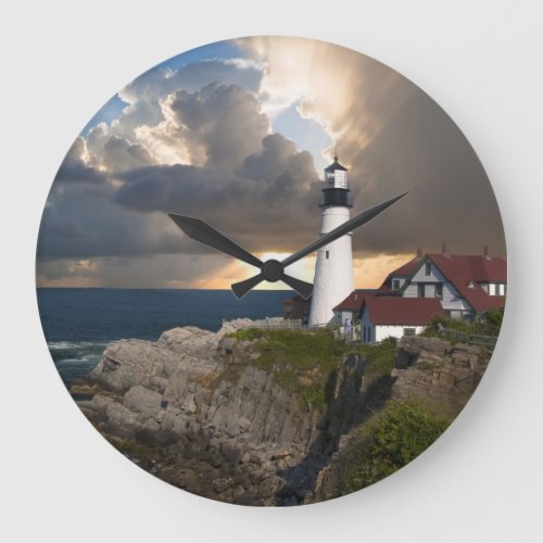 Beautiful Lighthouse Over Ocean Round Wall Clock