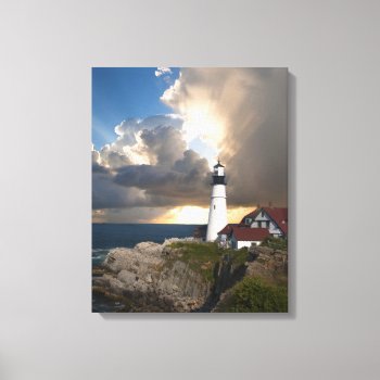 Beautiful Lighthouse Over The Ocean (b&w) Canvas by LittleThingsDesigns at Zazzle