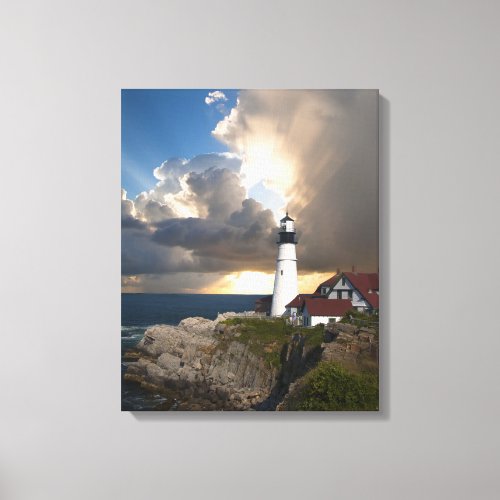 Beautiful Lighthouse Over the Ocean bw Canvas