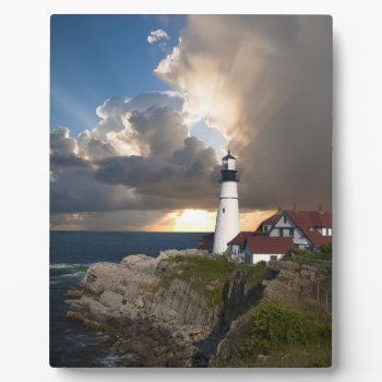 Beautiful Lighthouse Over The Ocean With Easel Plaque by LittleThingsDesigns at Zazzle