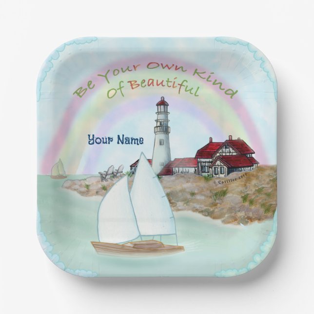 Beautiful Lighthouse  Paper Plates (Front)
