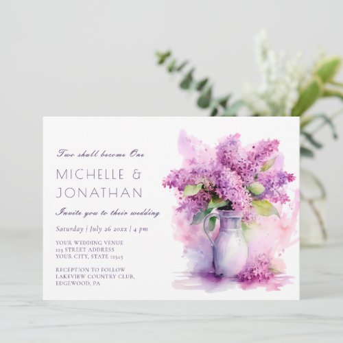 Beautiful Lilac Floral Christian Bible Wedding Invitation
