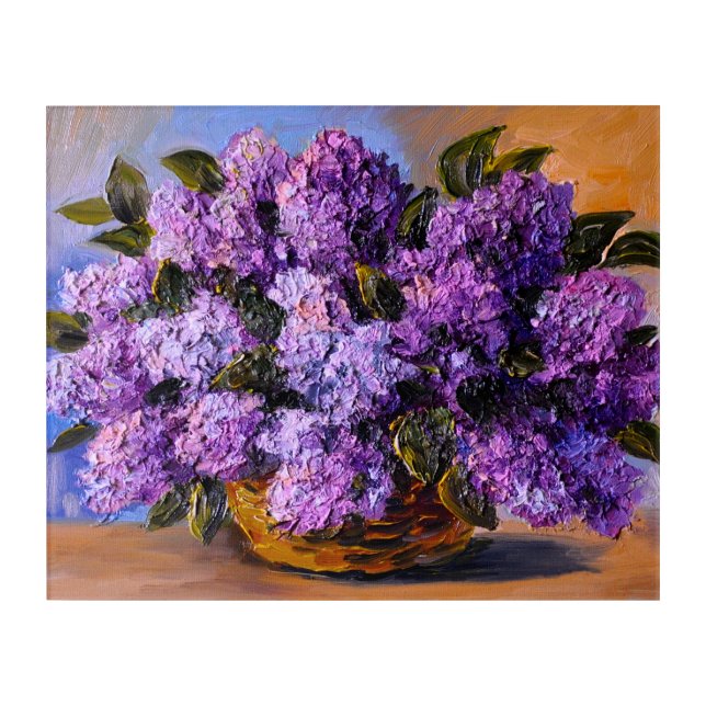 Beautiful Lilac Flowers in Vase Painting Acrylic Print (Front)