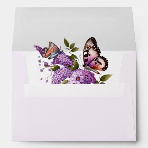 Beautiful Lilac Sprigs With Butterflies Envelope