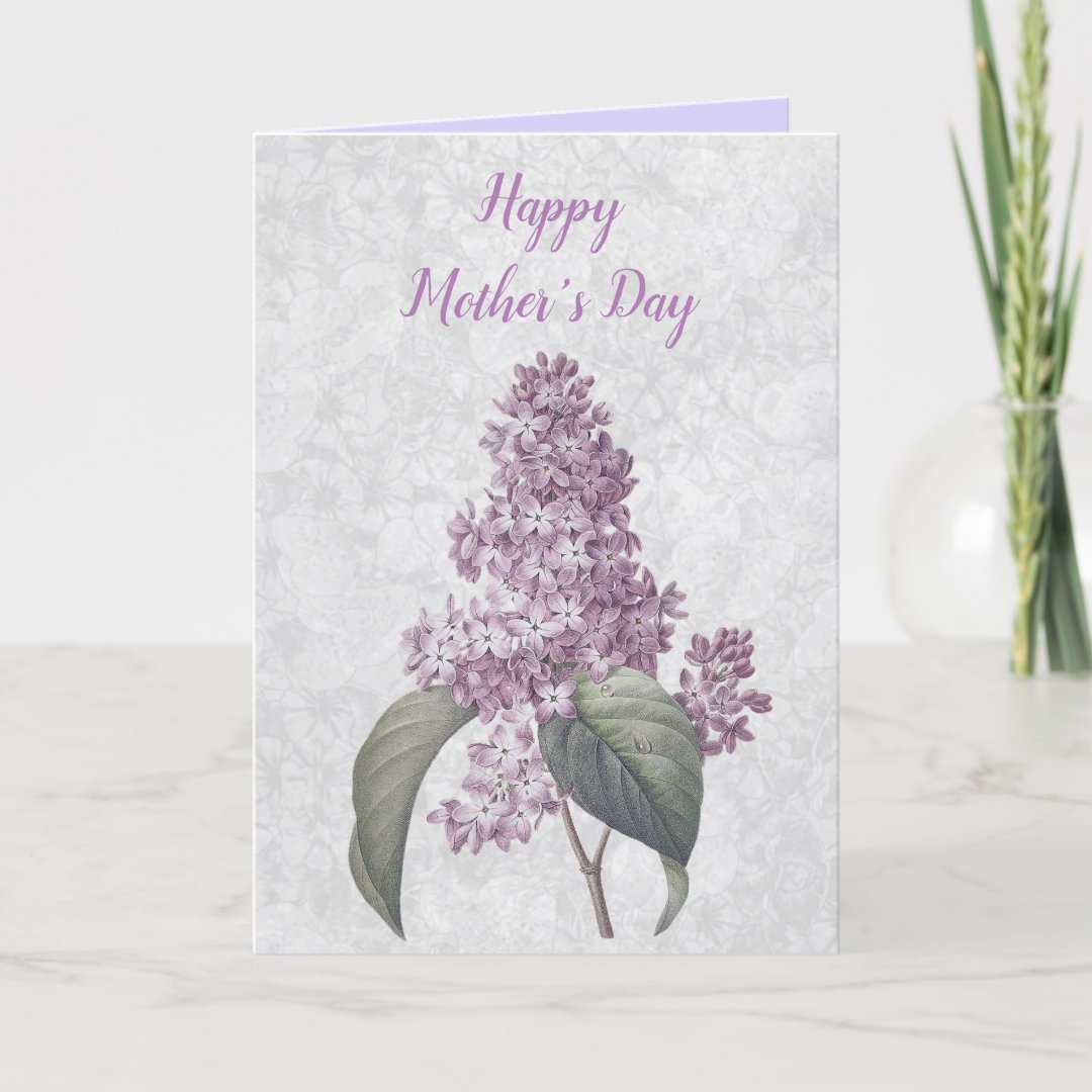 Beautiful Lilacs Flower Happy Mother's Day Holiday Card Zazzle
