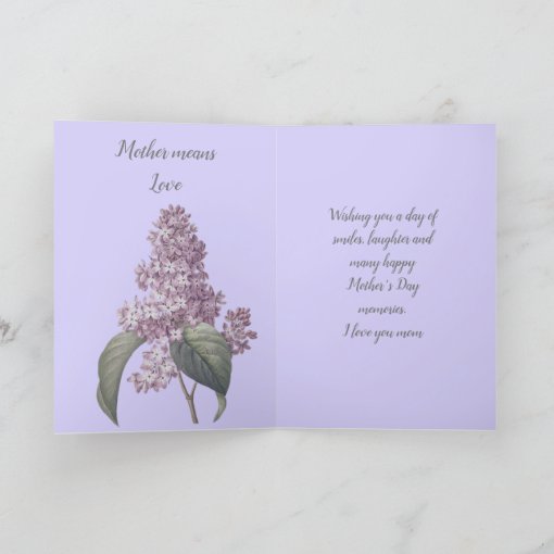 Beautiful Lilacs Flower Happy Mothers Day Holiday Card Zazzle