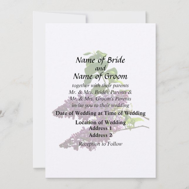 Beautiful Lilacs Invitation (Front)