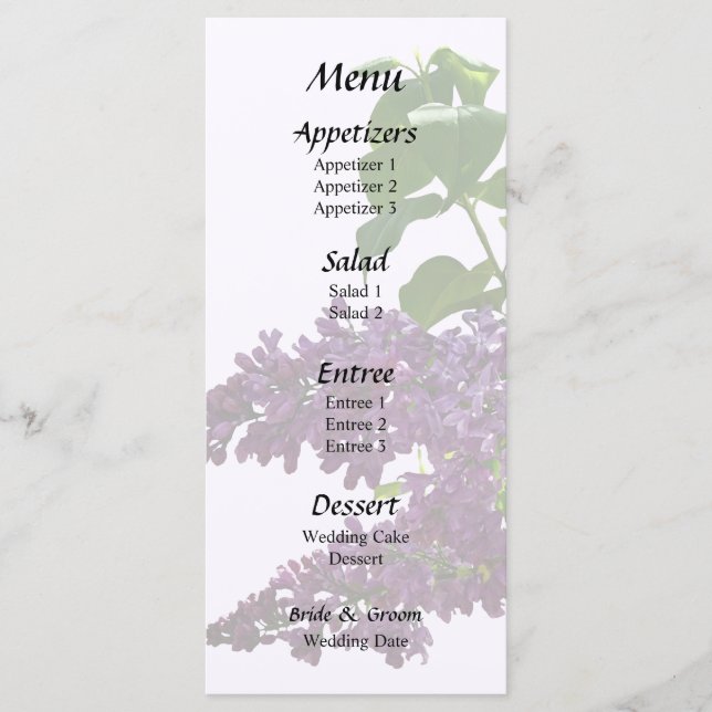 Beautiful Lilacs Menu (Front)