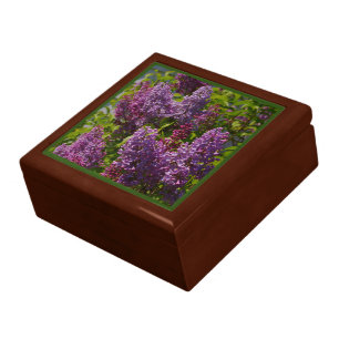 Beautiful lilacs, purple flower garden scene gift box
