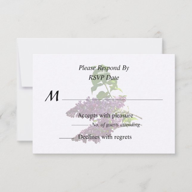 Beautiful Lilacs RSVP Card (Front)