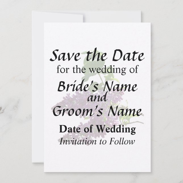 Beautiful Lilacs Save The Date (Front)